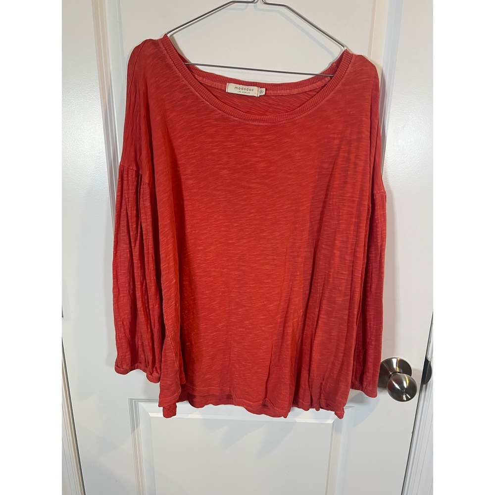 Mododoc Womens Top 100% Cotton Slub Knit Red XL‎